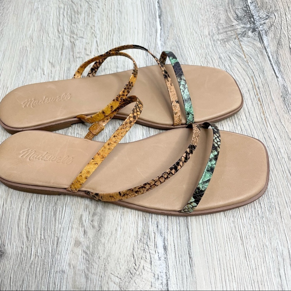 Madewell Lyra Slide Sandals Leather Snake Print Sz 8.5 - Picture 7 of 9